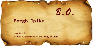Bergh Opika névjegykártya